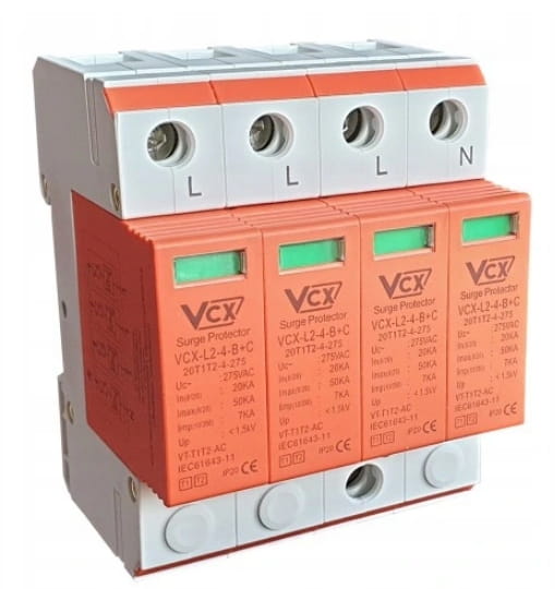 Ogranicznik ochronnik przepięć 3-FAZ B+C T1+T2 4P 01